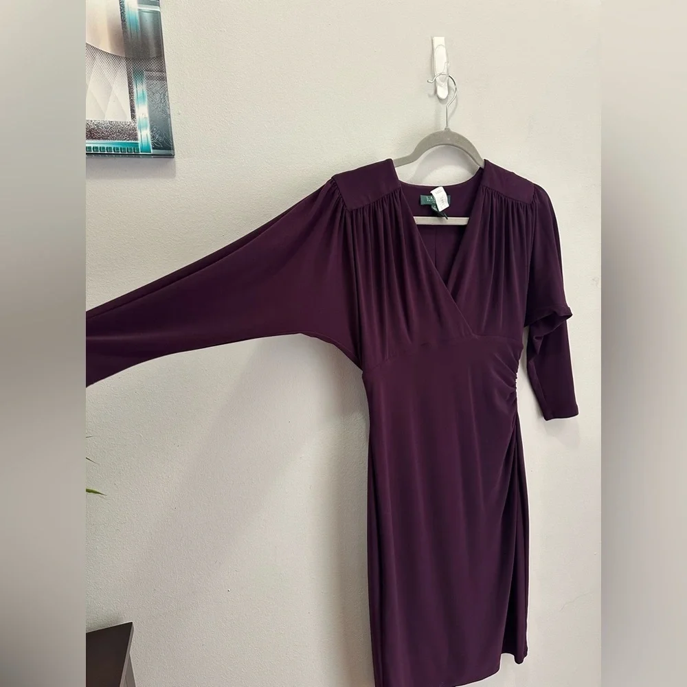 Lauren Ralph Lauren Dress Dark Purple 3/4 Sleeves Sexy Cocktail Professional 4